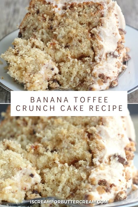 Toffee Buttercream, Banana Toffee, Toffee Cake, Butter Toffee, Browned Butter, Pineapple Coconut, Coconut Cake, Moist Cakes, Banana Recipes