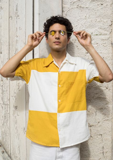 Yellow Clothes Men, Yellow Men Outfit, Yellow Outfit Aesthetic Men, Yellow Beach Outfit Men, Men’s Bright Outfit, Yellow Clothes Aesthetic Men, Sage Tea, Bright Colored Outfits, Color Outfits