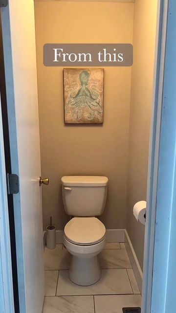 Small Toilet Decor, Homely Decor, Small Half Bathroom, Small Downstairs Toilet, Second Bathroom, Small Bathroom Inspiration, Half Bathroom Remodel, Half Bathroom Decor, Toilette Design