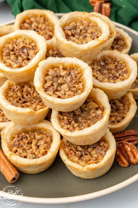 Pecan Tassies Recipe - Fun Cookie Recipes Gluten Free Pecan Tassies, Pecan Tassies With Cream Cheese Crust, Pecan Butter Tarts, Pecan Tassies Recipe, Cream Cheese Crust, Cream Cheese Dough, Fun Cookie Recipes, Tassies Recipe, Canadian Butter Tarts