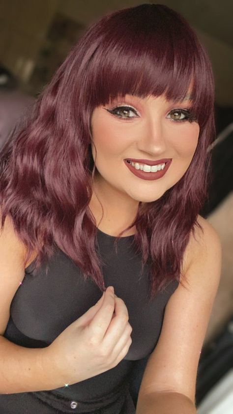 Burgundy Bob Wig, Wine Red Wig, Shoulder Length Wigs, Burgundy Bob, Short Straight Wig, Colorful Wigs, Maroon Hair, Red Bob, Bob Wig With Bangs