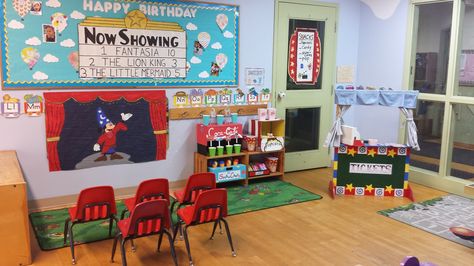 Movie Theatre Dramatic Play Valentines Day Dramatic Play, Theatre Dramatic Play, Work Accomplishments, Fairy Tales Preschool Activities, Dramatic Play Ideas, Movie Theater Theme, Popcorn Theme, Fairy Tales Preschool, Dramatic Play Themes