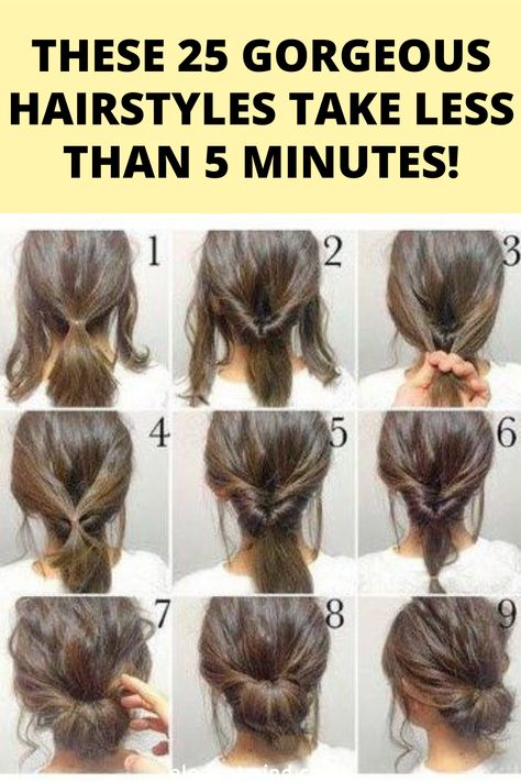 If you have little time in the morning, then you must try these easy hairstyles. Try these easy work hairdos which take less than 5 minutes! Easy Chignon, Sanggul Modern, Belle Hairstyle, Messy Buns, Messy Bun Hairstyles, Peinados Fáciles Para Cabello Corto, Work Hairstyles, Penteado Cabelo Curto, Hair Images