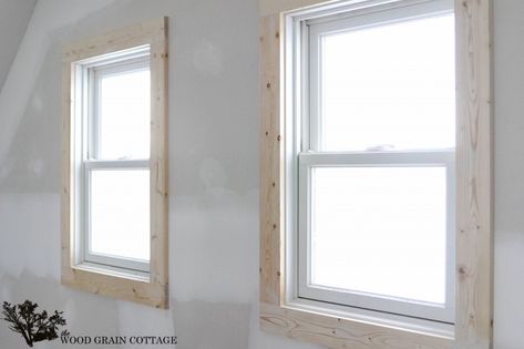 Texture & Trim In The Loft by The Wood Grain Cottage Base Board Trim, Grey Front Doors, Pine Trim, Minimal Windows, Window Casing, Loft Studio, Farmhouse Remodel, Front Door Colors, Door Trim