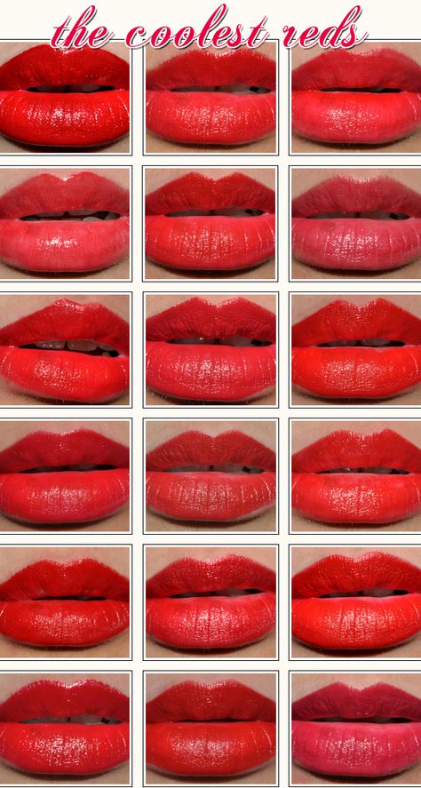 Listed below (left to right, row by row) Scarlet Season: Blue-Based Reds Round-up Lots of cool, more blue-based reds... Of course, it'll come as no surpris Cool Tone Red Lipstick, Blue Based Red Lipstick, Chanel Red Lipstick, Blue Red Lipstick, Red Lipstick Shades, Perfect Red Lipstick, Best Lipstick Color, Best Red Lipstick, Perfect Red Lips