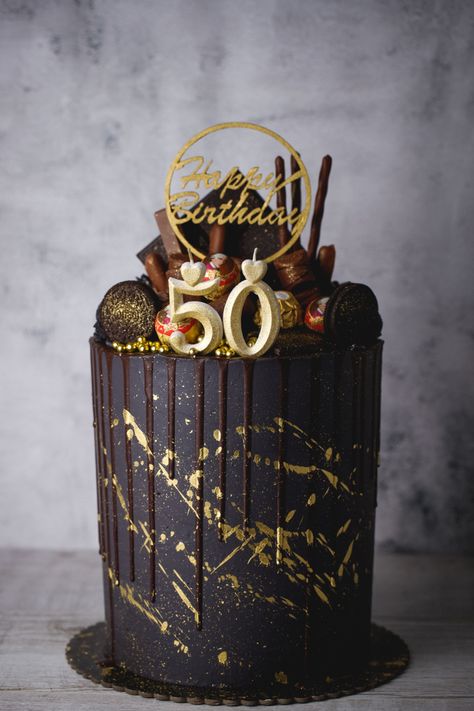 Cake Decorating Ideas Chocolate, Happy 50th Birthday Cake, Cakes With Chocolate, Chocolate Shards, Birthday Cake Decorating Ideas, 50th Cake, Cake Decorating Ideas, 50th Birthday Cake, Happy 50th