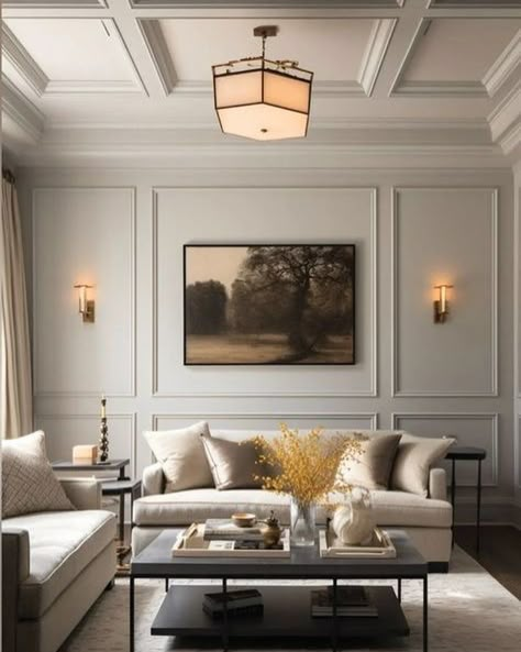 When to put wall mouldings behind your sofa? 🛋️ 1. When you have tall ceilings, it’ll draw your eyes up 2. When you have a large, wide empty wall, it’ll fill the negative space 3. Do it because you love it! #livingroomdecor #walltrim #walldecor #interiordesign #wallmoulding #wallbehindsofa #wallart #highceilings #moulding #accentwall #wallideas Living Room Panelling, Southern Interior, Classic Living Room, Inspire Me Home Decor, Sopot, Ceiling Decor, Printable Artwork, Casas De Ensueño, Natural Landscape