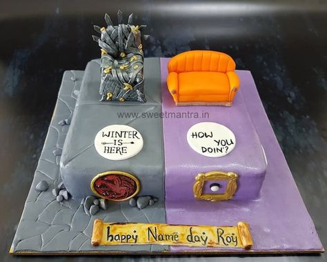 Cake Travel Theme, Friends Cake Design, Friends Themed Cake, Cake Tv Show, Game Of Thrones Cake, Happy Name Day, Game Of Thrones Theme, House Party Decorations, 17th Birthday Ideas