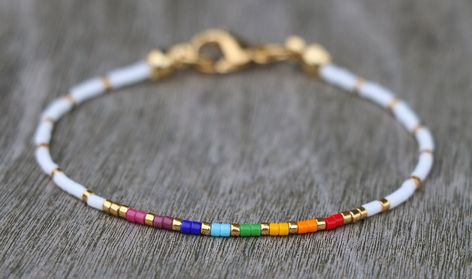 Beaded Pride Bracelet, Subtle Pride Jewelry, Pride Bracelet Diy Beads, Pride Beaded Bracelets, Pride Bracelet Diy, Pride Friendship Bracelet, Lgbtq Bracelet, Pride Bracelets, Gay Pride Bracelet