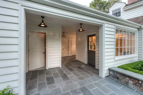 Joining Garage To House, Extended Garage Ideas, Garage Connected To House Enclosed Breezeway, Attach Garage To House Ideas, Garage And Mudroom Addition Plans, Garage Expansion Ideas, Breezeway Interior, Garage Addition Ideas Attached Ranch, Adding A Garage To Existing House