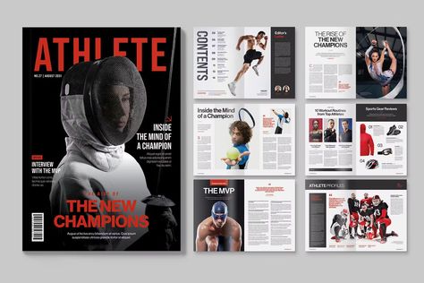 Sports Magazine Template, Print Templates ft. magazine & sport - Envato Elements San Beda, Magazine Sport, Sport Magazine, Golf Magazine, Sports Magazine, Magazine Layouts, Life Hacks Beauty, Magazine Layout Design, Brochure Layout