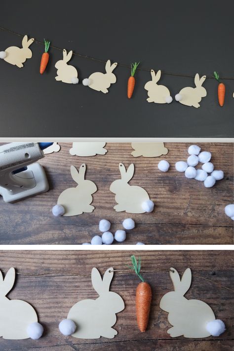 Hr Ideas, Dollar Tree Easter Crafts, Diy Easter Bunny, Bunny Banner, Easter Garland, Easter Banner, Spring Easter Crafts, Ideas For Easter Decorations, Easter Decorations Dollar Store