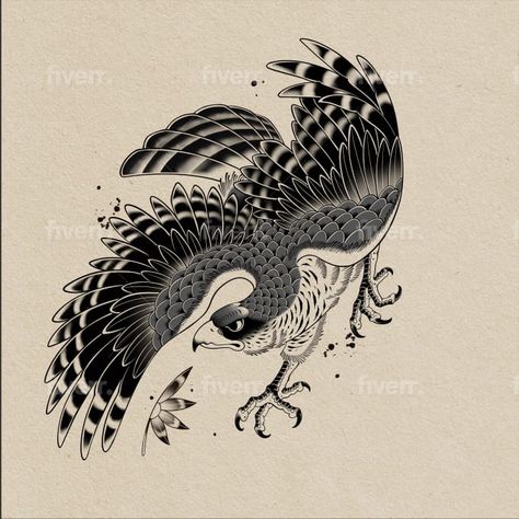 I will create custom illustration with japanese tattoo style Traditional Japanese Tattoo Flash, Falcon Tattoo, Heron Tattoo, Ad Tattoo, Japanese Back Tattoo, Americana Tattoo, Small Neck Tattoos, Hawk Tattoo, Traditional Tattoo Designs