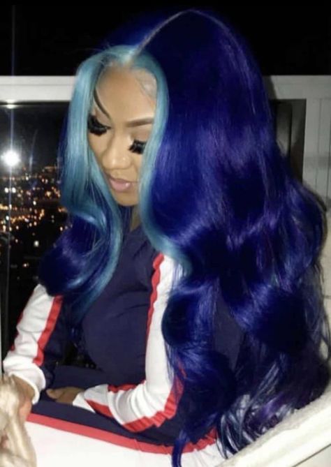 Ari😍😍 Blue Lace Front Wig, Creative Hair, Hair Laid, Penteado Cabelo Curto, Lace Hair, Hair Inspo Color, Aesthetic Hair, Purple Hair, Human Hair Extensions