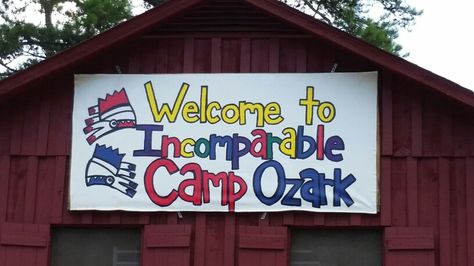 Camp Ozark! Camp Ozark, Go Big Blue, Camp Vibes, Summer Camps, Summer Camp, Mood Boards, Home And Family, Novelty Sign, Camping