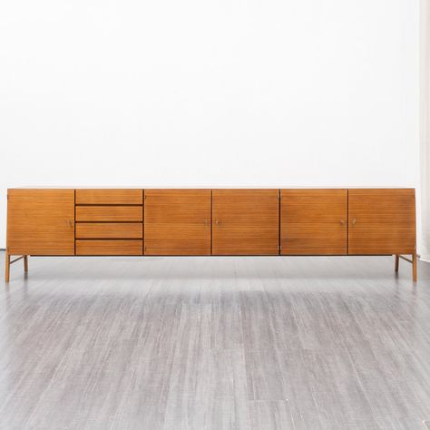 Listed on VNTG.com: Mid-Century extra long sideboard in walnut, 1950s | #vntg #vintage Extra Long Sideboard, Long Credenza, Built In Sideboard, Long Sideboard, Credenza Sideboard, Living Room Tv Stand, Sideboard Storage, Living Room Tv, Tv Stand