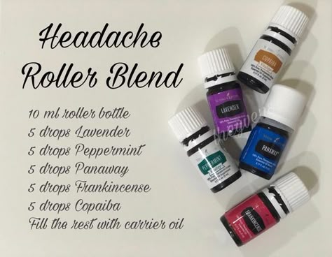 Here’s one alternative roller blend recipe for headaches. All essential oils are part of the basic starter kit. Get to know more about the Young Living Essential oils and how to get them here:... Oils For Migraines, Essential Oils For Migraines, Oil Roller Bottle Recipes, Essential Oil Blends Roller, Young Living Oils Recipes, Essential Oil Roller Bottle Recipes, Living Oils Recipes, Roller Bottle Recipes, Essential Oil Roller Balls