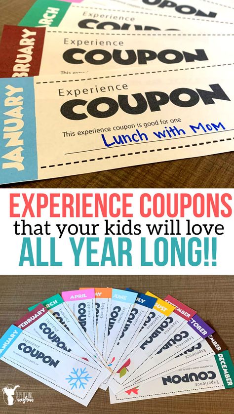 Give the gift that keeps on giving all year long with these EXPERIENCE COUPONS. Give the quality of time and fun experiences to share with your kids! Kid Dates, Fun Experiences, Mom Coupons, Vogue Kids, Love Coupons, Cadeau Diy, Gift Of Time, Coupon Book, Experience Gifts