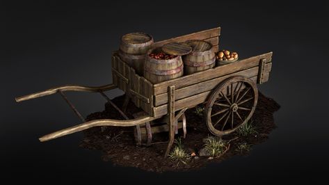 ArtStation - Old Wagon Substance Designer Tutorial, Escape Room Themes, Mom Drawing, Wood Wagon, Working With Wood, Environment Props, Old Wagons, Game Props, Texture Mapping