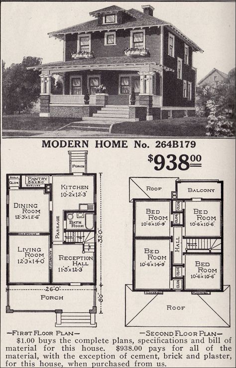 Images Sears House Plans, Sears Catalog Homes, Sears Kit Homes, Flat Pack Homes, Four Square Homes, Square House Plans, Pyramid Roof, Vintage House Plans, Craftsman Bungalows