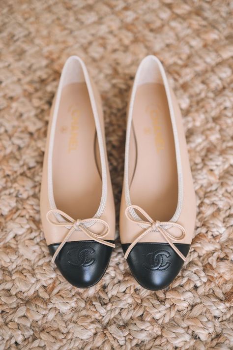 I've personally always been curious about the iconic ballerina flats, so today, I thought I'd review these Chanel Cap Toe Ballerina Flats! Chanel Ballet Flats Aesthetic, Channel Shoes Flats, Designer Flats Shoes, Channel Ballet Flats, Ballet Flats 2022, Chanel Flats Ballet, Channel Flats, Chanel Flats Outfit, Channel Sandals