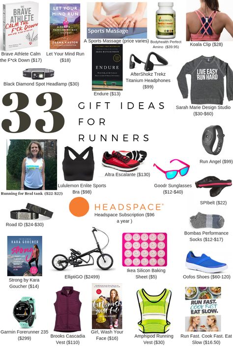 The best gift ideas for a runner in 2018. If you are stuck trying to figure out what to get the runner in your life, this might help. From under $20 to high end gifts, this is all you need. Runners Gift Basket, Fitness Gift Basket, Massage Prices, Running Gadgets, Runner Gifts, Running In The Dark, Marathon Gift, Female Runner, Running Plan