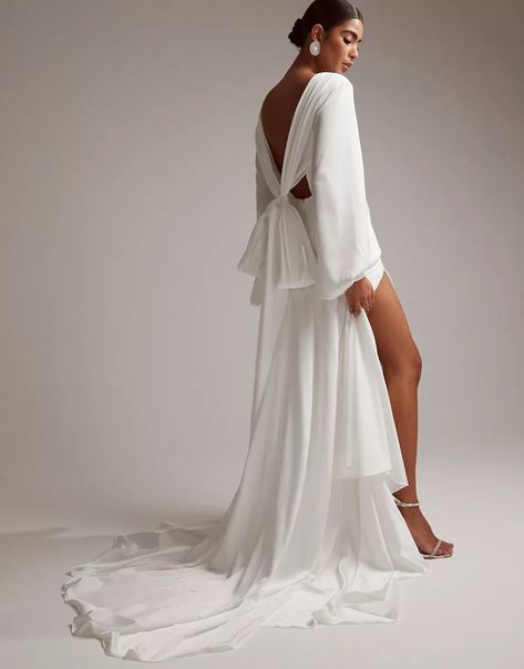 Search: bridal dresses - page 1 of 2 | ASOS Dress With Drape, Blouson Sleeve, Sleeve Wedding Dress, Satin Wedding Dress, Dress Rental, Bow Back, Long Sleeve Wedding, Satin Color, Satin Wedding