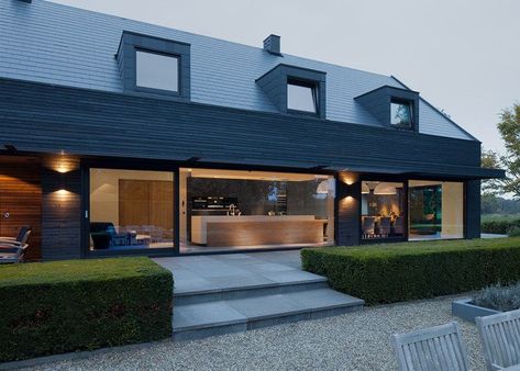 1960s Dutch House Went to the Dark Side and It's Glorious - Curbed 1960s House Renovation, Dröm Hus Planer, Black Cladding, Bungalow Extensions, 1960s House, Mansard Roof, Dutch House, Casa Vintage, Design Exterior