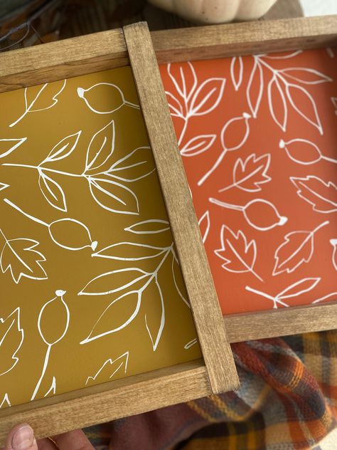 Diy Fall Frame Decor, Fall Wood Plank Sign, Diy Fall Canvas, Fall Crafts For Adults Diy, Diy Fall Wood Signs, Fall Signs Wooden Diy, Crafts For Adults Diy Projects, Orange Paper Craft, Gems Crafts