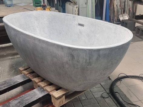 Concrete Bathtub, Concrete Bath, Bathtub Sizes, Stone Tub, Modern Bathtub, Concrete Bathroom, Modern Garage, Concrete Sink, Concrete Basin