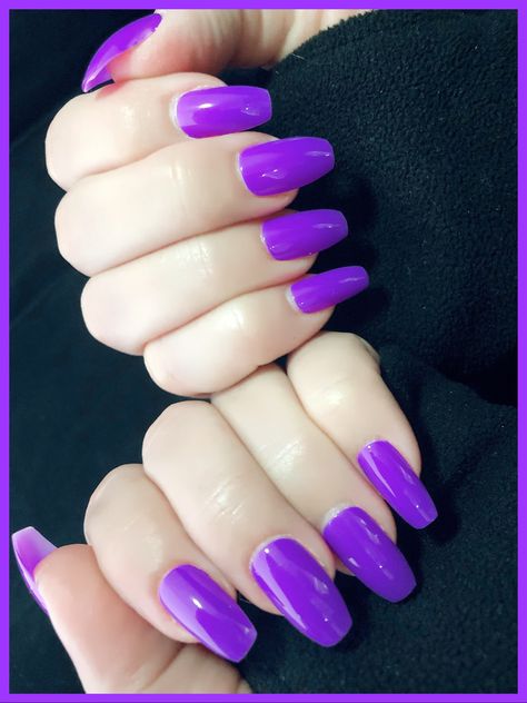 Neon Purple Nails, Coffin Nails Designs Summer, Purple Gel Nails, Wedding Nail Polish, Nail Design Glitter, Neon Nail Polish, Natural Nail Polish, Purple Neon, Purple Nail Polish