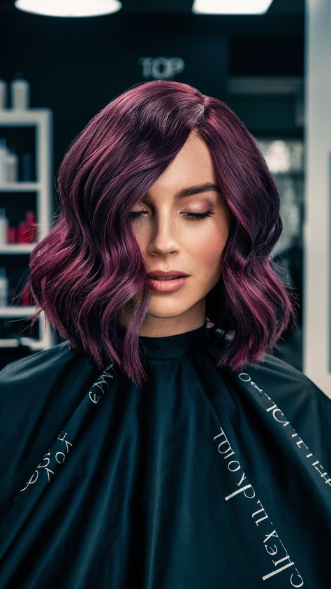 Discover the Best Wine Hair Colors: Cherry Red, Burgundy Highlights, Dark Wine Shades & Fall Hair Ideas Burgundy With Highlights, Dark Wine Hair, Mulberry Hair Color, Mulberry Hair, Burgundy Balayage, Wine Hair Color, Burgundy Highlights, Wine Red Hair, Chocolate Wine