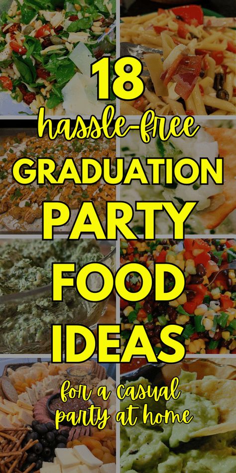 Graduation Party Food Ideas - easy graduation party recipes from party finger foods, easy graduation desserts, graduation drink ideas, easy appetizers, graduation charcuterie board and more ideas for casual graduation parties at home or backyard graduations #graduationparty #partyfoods #partydrinks #graduation Easy Appetizers For Graduation Party, App State Graduation Party, Senior Party Food Ideas, Graduation Party Food Ideas Buffet, Best Grad Party Food, Graduation Catering Ideas, Graduation Snacks Ideas, Graduation Cocktail Party, Graduation Drink Ideas