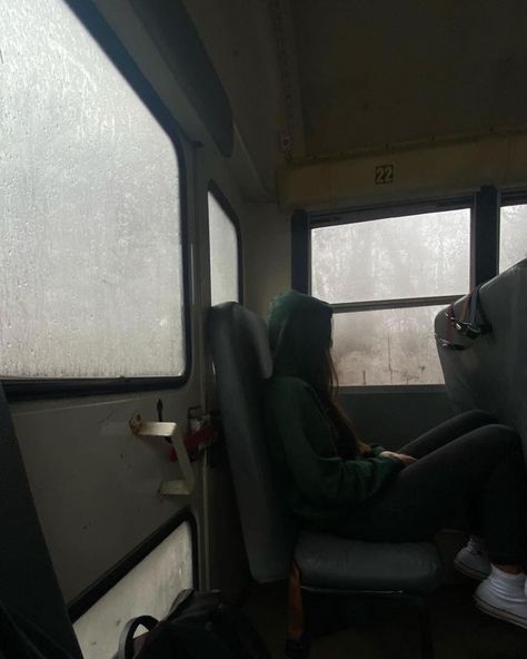 rainy bus ride Grey School Aesthetic, Morning Bus Ride Aesthetic, Gloomy School Aesthetic, Rainy School Day Aesthetic, School Loner Aesthetic, Lower Class Aesthetic, Dark School Morning, Dark School Aesthetic, Winter School Aesthetic