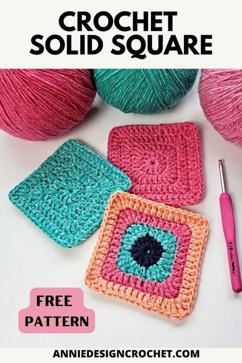 Solid Crochet Granny Square Pattern – No Gaps! Solid Granny Square Pattern Free, Solid Granny Square Crochet Pattern, Crochet Square Free Pattern, Solid Granny Square Pattern, Crochet Granny Square Throw, Cushions Crochet, Creative Stitches, Crochet Granny Square Pattern, Classic Granny Square