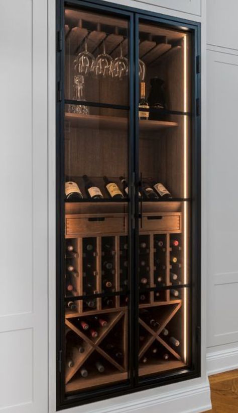 Vine Cabinet, Built In Wine Storage, Custom Wine Cabinet, Home Wine Bar, Home Bar Ideas, Whiskey Room, Wine Closet, Home Wine Cellars, Wine Kitchen