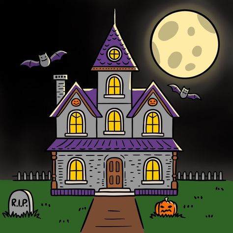 How to Draw a Haunted House for Halloween: Step-by-Step Guide How To Draw A Haunted House, Haunted House Drawings, Draw A Haunted House, Haunted House Project, Haunted House Drawing, Cartoon Story, Castle Drawing, Halloween Symbols, Halloween Tutorial