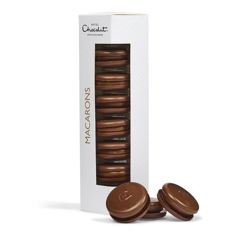 Hotel Chocolat Chocolat Macarons 90g from Ocado Hotel Chocolate, Praline Chocolate, Biscuits Packaging, Chocolate Macarons, Chocolate Macaroons, Chocolate Macaron, Macaron Boxes, Caramel Crunch, Hazelnut Praline