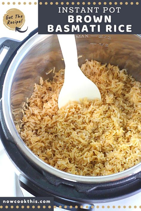 Rice In Pressure Cooker, Basmati Brown Rice, Rice In The Instant Pot, Brown Basmati Rice, Basmati Rice Recipes, Pressure Cooker Rice, Chickpea Coconut Curry, Brown Recipe, Potato Rice