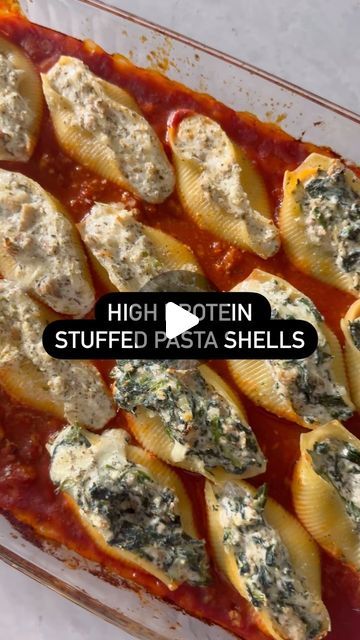 Amanda Nighbert, Registered Dietitian on Instagram: "New recipe! High protein stuffed shells!  When you focus on calories and increasing protein it is so easy to take all the recipes you love, make small tweaks and get them to fit your nutritional needs for weight loss and maintenance. That’s exactly what I did with this stuffed shell recipe! Comment below with the recipe you want me to make healthier!  1CUP blended low fat cottage cheese 1 cup ricotta cheese .75 cup skim mozzarella cheese Italian seasoning Garlic powder Onion powder Salt and pepper 8 oz lean ground chicken cooked 8oz ground pork cooked 1 jar pasta sauce I used simply @ragu  17-20 jumbo pasta shells cooked Frozen spinach, thawed, and squeeze pit as much water as possible.  Cook your pasta shells based off package.  Mix ble Protein Stuffed Shells, High Protein Stuffed Shells, Amanda Nighbert Recipes, Pancreatic Diet, Pancreatic Diet Recipes, Amanda Nighbert, Chicken Stuffed Shells, Jumbo Pasta Shells, Cheese Stuffed Shells