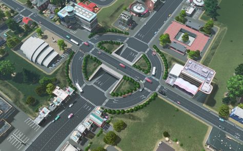 Minecraft Roundabout, Highway Architecture, City Builder Games, Minecraft Modern City, City Skylines Game, City Grid, City Maps Design, Cities Skylines, City Layout