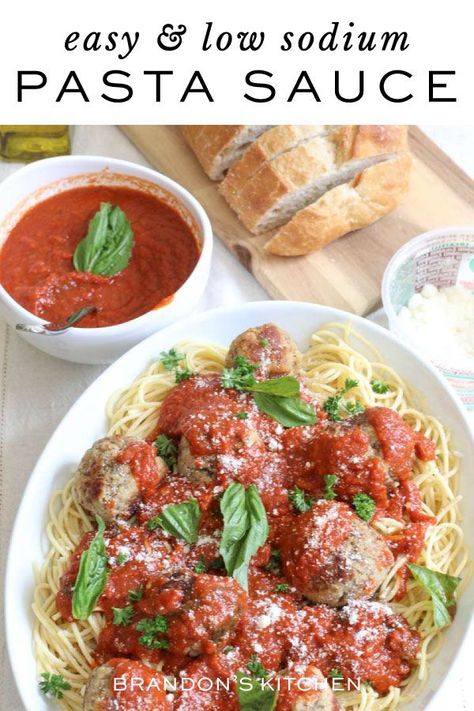 Easy Low Sodium Pasta Sauce No Salt Spaghetti Sauce Recipe, Low Sodium Keto, Low Sodium Pasta, Low Sodium Pasta Sauce, Low Sodium Spaghetti Sauce, Italian Marinara Sauce, Salt Free Recipes, Pasta Sauce Recipe, Gourmet Pasta