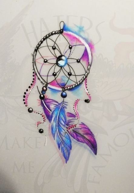 Dream Catcher Tattoo Designs, Tattoo Ideas Female Dreamcatcher, Dreamcatcher Tattoo Forearm, Tree Tattoo Thigh, Tattoo Ideas Dream Catcher, Small Dreamcatcher Tattoo, Dreamcatcher Tattoo Design, Tattoo Plume, Watercolor Dreamcatcher Tattoo