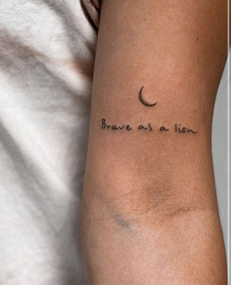 Tattoos For Two, Fearless Tattoo, S Handwriting, Be Brave Tattoo, Finger Tattoo For Women, Minimal Tattoo Design, Self Love Tattoo, Leo Tattoos, Hand Poked Tattoo