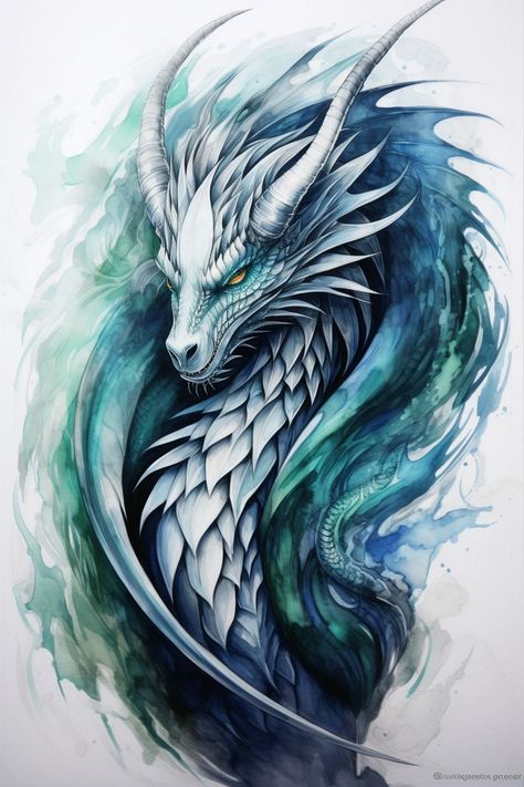 Game Of Thrones Dragon Tattoo For Women, Medieval Dragon Tattoo For Women, Water Dragon Tattoo Designs, Falcor Luck Dragon Tattoo, Colored Dragon Tattoo, Beautiful Dragon Tattoo, Sea Dragon Tattoo, Water Dragon Tattoo, White Dragon Tattoo