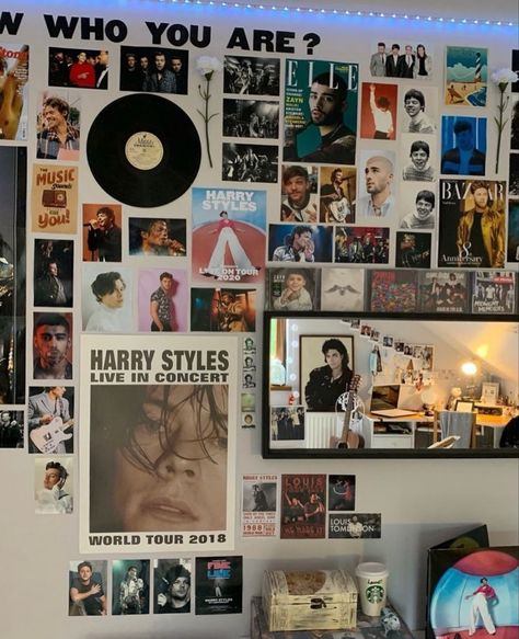 Harrycore Room, Music Inspired Bedroom, Bedroom Organization Tips, One Direction Room, Room Decor Ideas Aesthetic, Minimalist Room Decor, Ideas Room Decor, Room Decor Aesthetic, Bedroom Organization