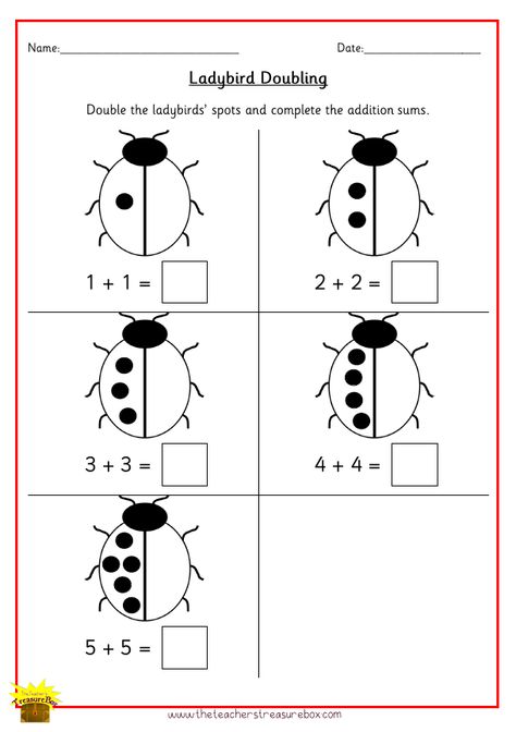 Learning Doubles In Math, Double Numbers Worksheets, Addition Activity For Class 1, Double Numbers Activities, Doubling And Halving Activities, Halving Activities, Doubling Activities, Addition Activities Kindergarten, Numbers Up To 20