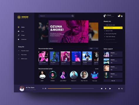 Music Player Website, Web App Ui Design, Desain Ux, Music App Design, Logo Design Women, 007 Casino Royale, Music Player Design, Design Sites, Ui Design Dashboard