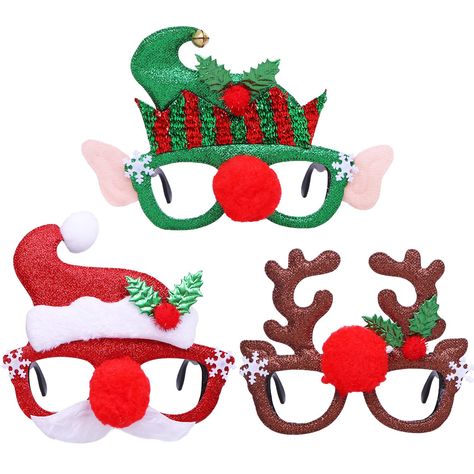 Christmas Headband Diy, Christmas Headwear, Costume Glasses, Reindeer Costume, Zelda Birthday, Christmas Dress Up, Holiday Favors, Christmas Glasses, Party Glasses