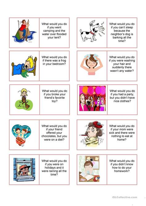 Board game - What would you do if - Conditional - English ESL Worksheets for distance learning and physical classrooms Conversation For Kids, Learn To Read English, English Conversation For Kids, Speaking Activities Esl, Speaking Cards, Esl Learning, English Conversation Learning, Free Time Activities, Social Skills For Kids